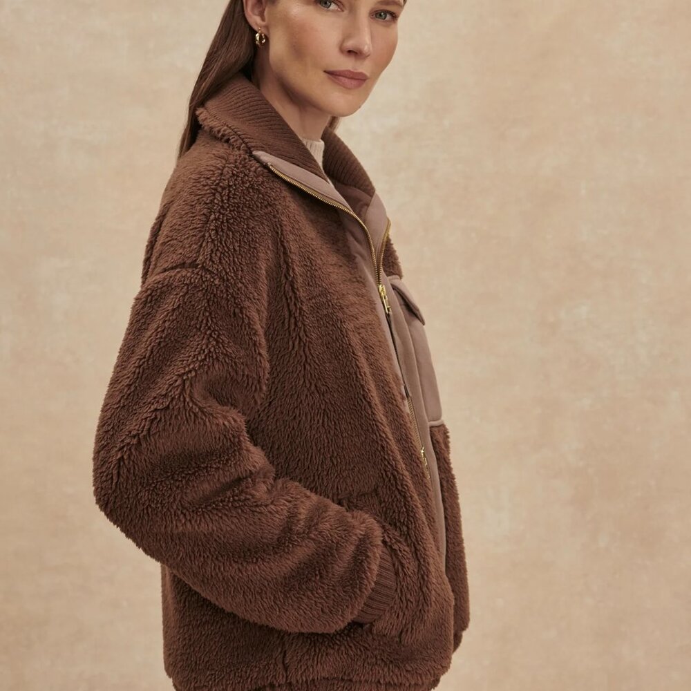 Varley Lowell Sherpa Jacket, carafe brown, size M NWT - Picture 6 of 10